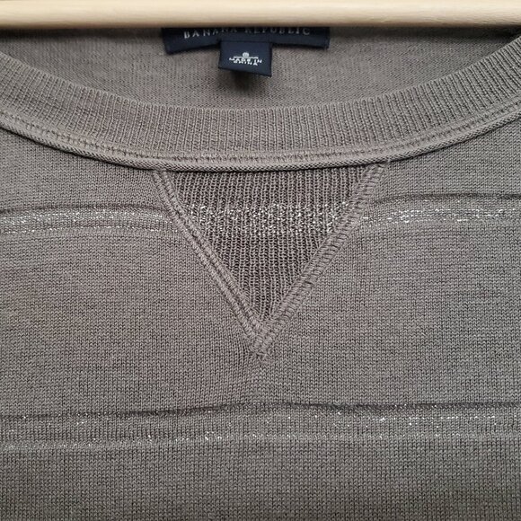 Banana Republic taupe silk blend sweater, metallic stripes, raglan sleeves - Picture 3 of 8